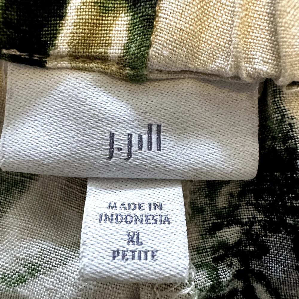 J.Jill Linen Culotte Pants Barley Bamboo Tropical Palm Leaf Wide Crop XL Petite - Picture 4 of 7